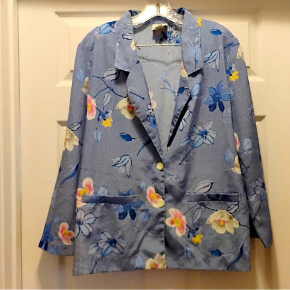 Vintage G.W. Graff Lightweight Floral Abstract Blazer Jacket Unique Size 10 - Picture 1 of 9